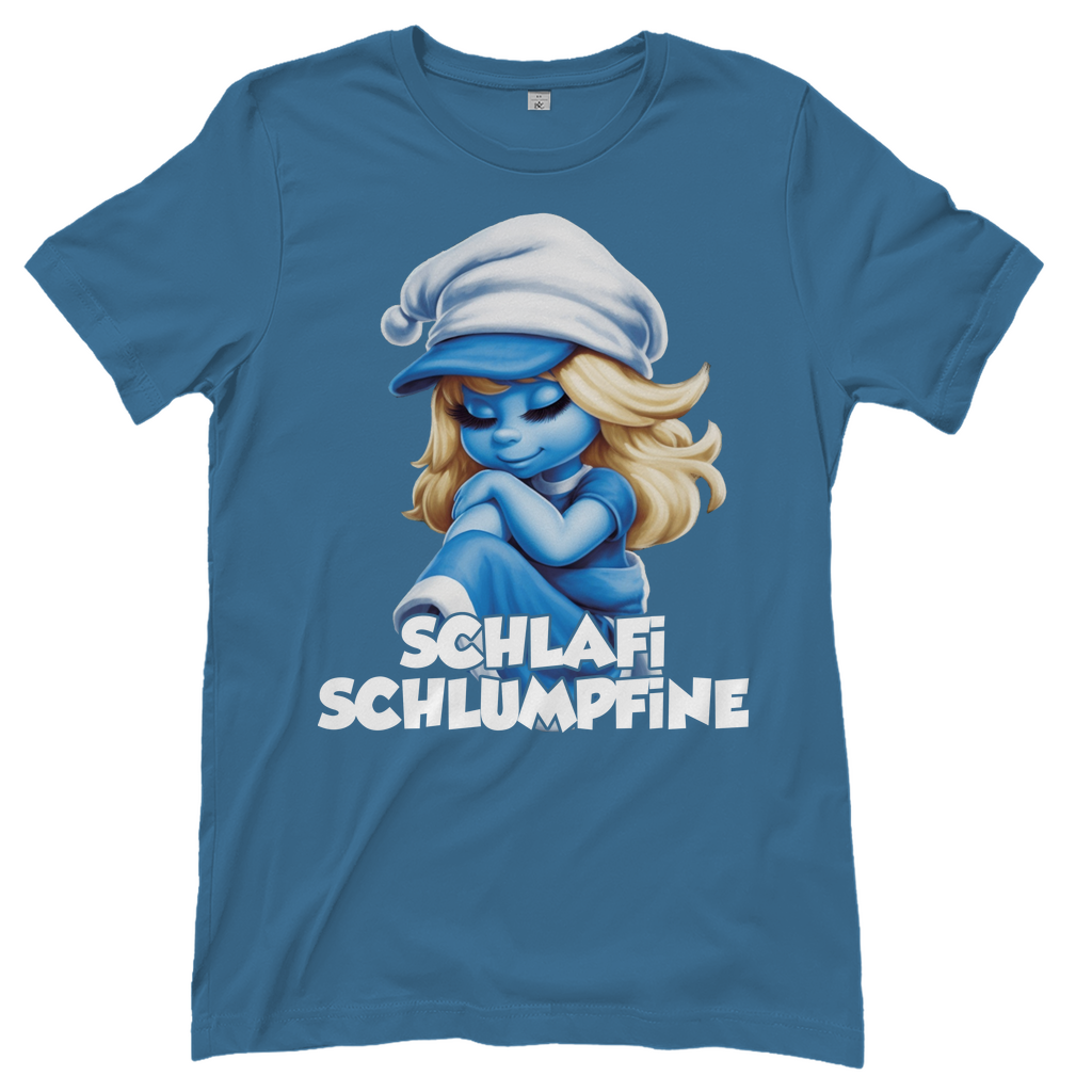Schlafi Schlumpfine Grafik - Damenshirt Stone Blue