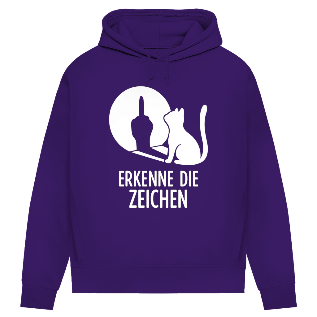 Damen Premium Bio Hoodie Erkenne Die Zeichen Katze Mittelfinger