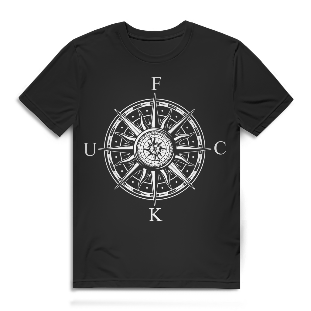 Compass Shirt Herren Kompass Windrose F U C K Funshirt Navigator Lustig Männer Black