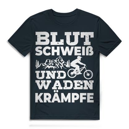 Blut Schweiß und Wadenkrämpfe Shirt Herren Mountainbike Fun Bio T-Shirt Fahrrad