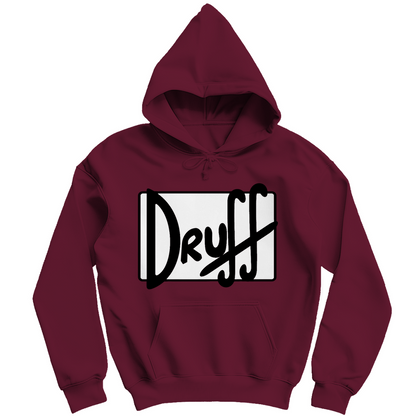 Herren Hoodie druﬀ – Bold Retro Logo Design im Cartoon-Style Burgundy