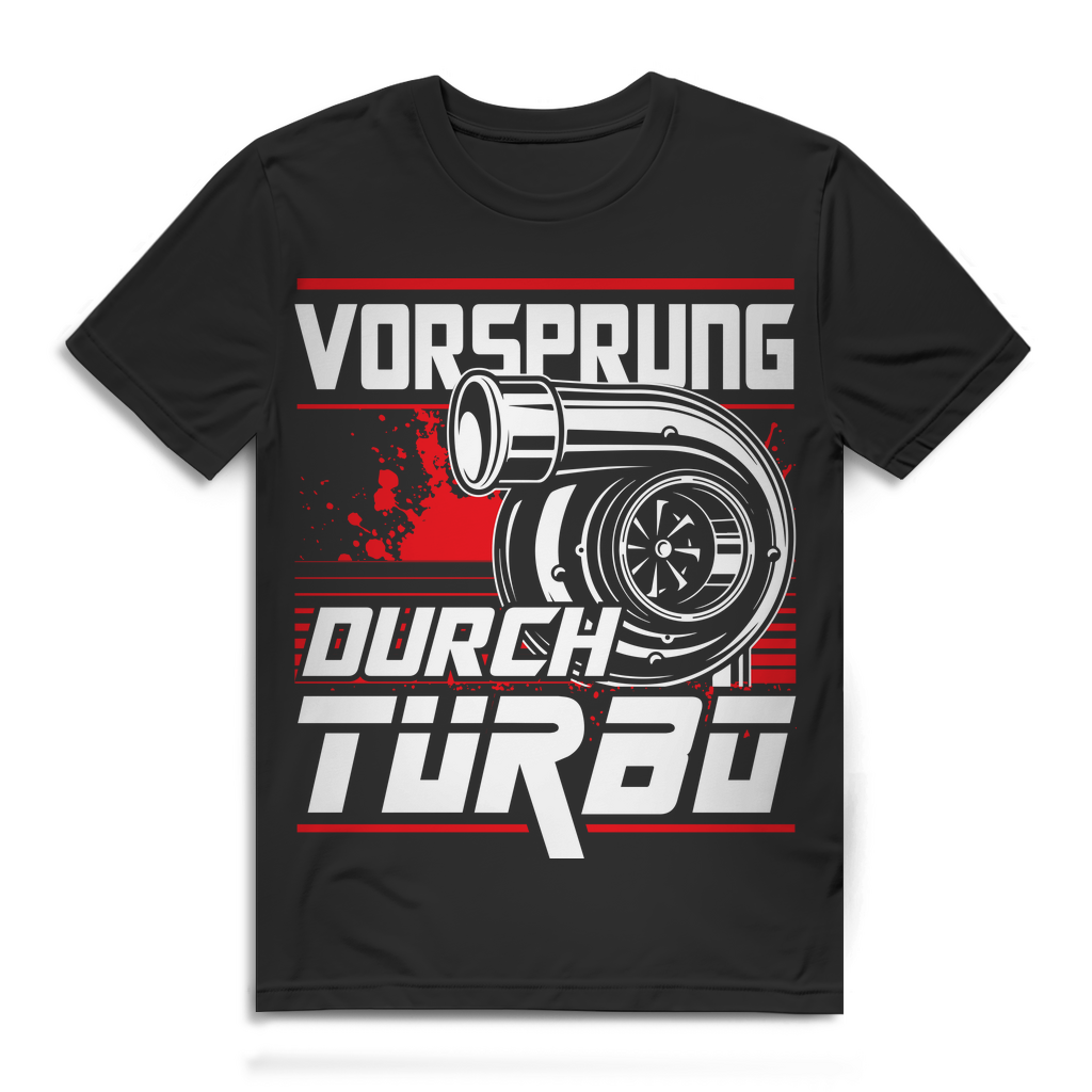 Tuning Shirt Herren – T-Shirt Power für Autofans – Vorsprung durch Turbo Black