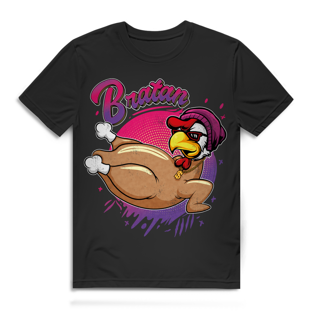 Bratan Shirt Männer – Lustiges Hähnchen im Comic Style mit Hip-Hop Vibes Black