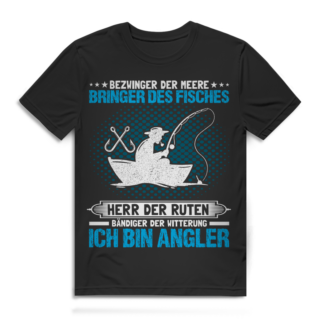 Ich bin Angler Bezwinger der Meere T-Shirt Herren Black