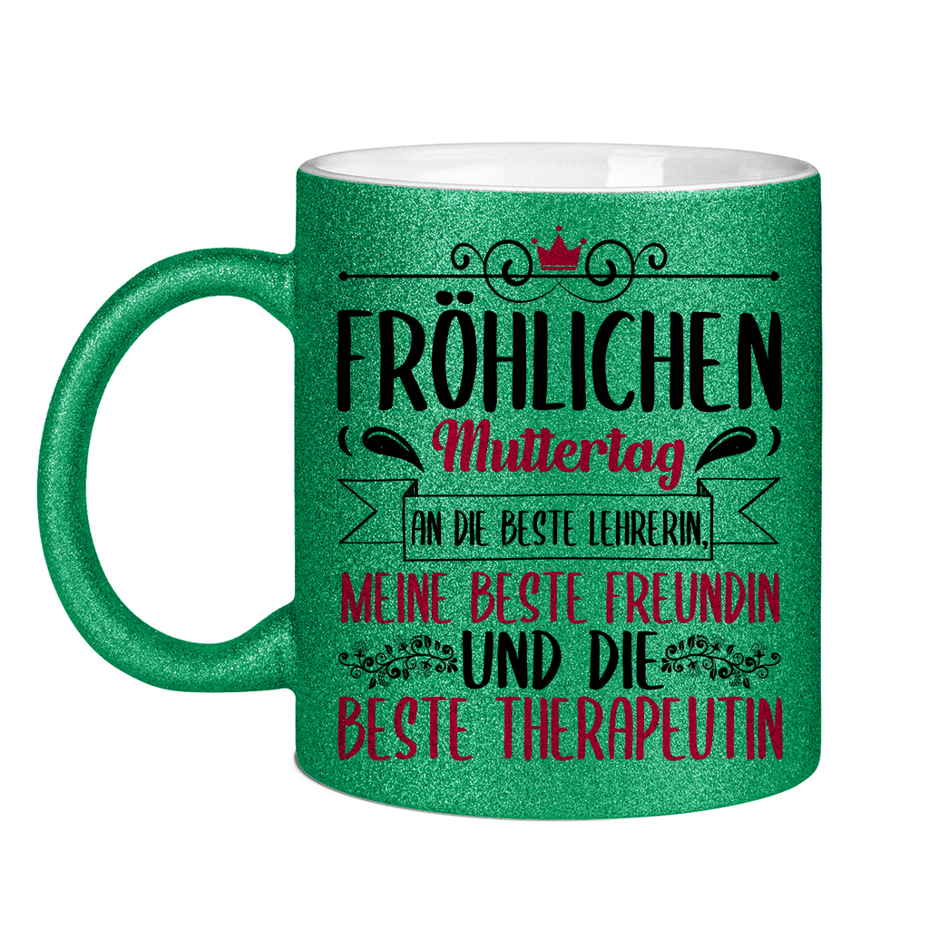 Fröhlichen Muttertag an die beste Mutter - Glitzertasse