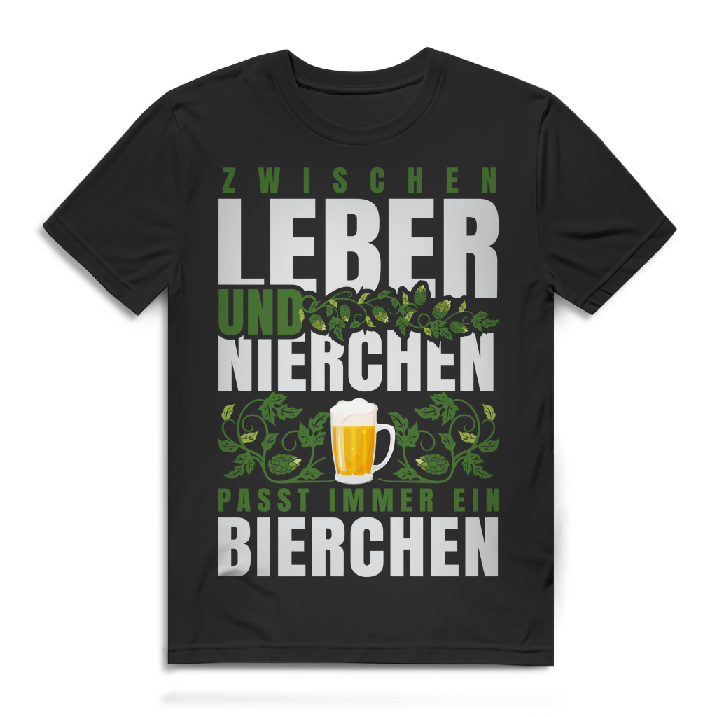 Männer T-Shirt Bierchen – Witziger Leber-Nierchen Spruch – Geschenk für Bierfans Black