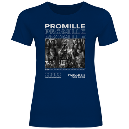 Promille Bier i would die for beer - Damenshirt Navy