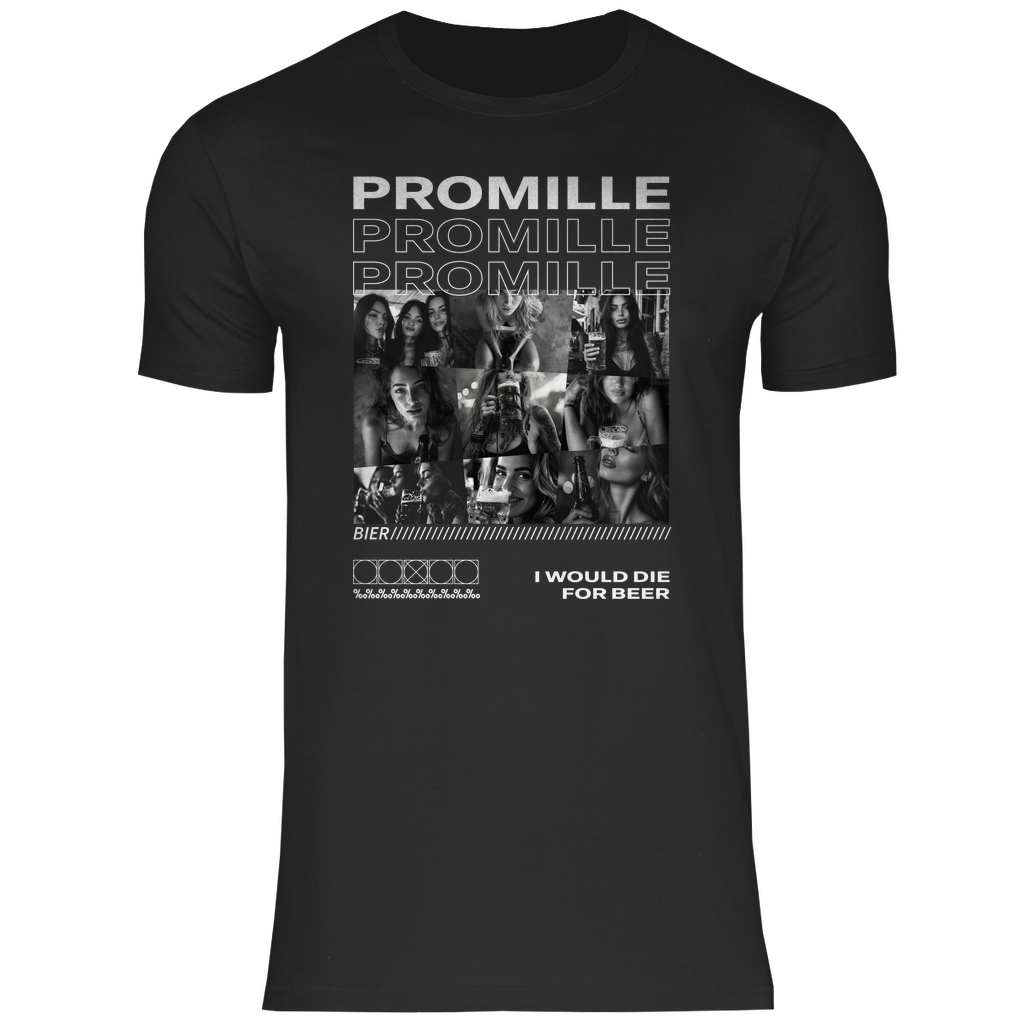 Promille Bier i would die for beer - Herren Shirt Black