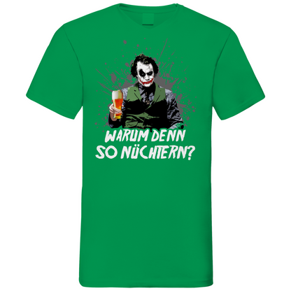 Warum denn so nüchtern? Joker - Herren V-Neck Shirt Kelly Green