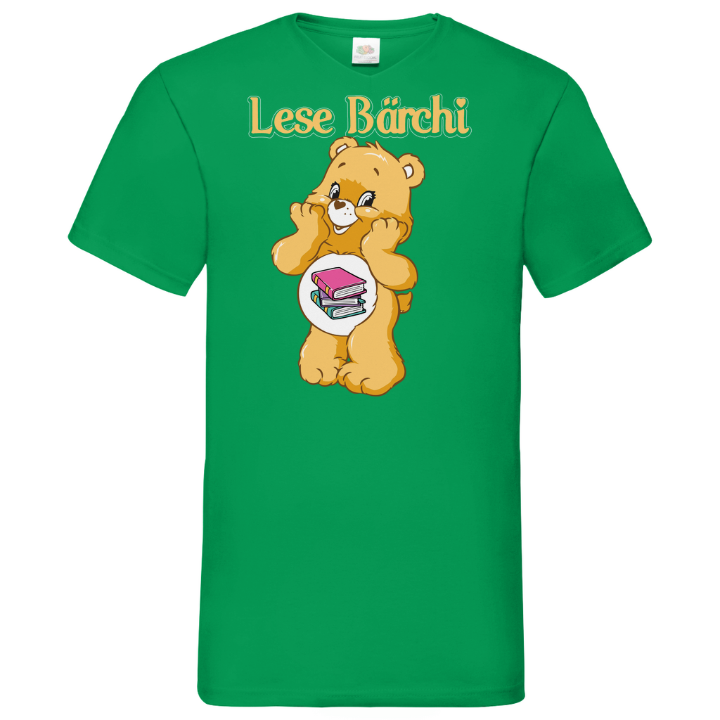 Lese Bärchi - Glücksbärchi - Herren V-Neck Shirt Kelly Green