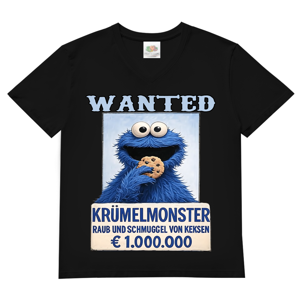 Wanted Krümelmonster Raub und Schmuggel von Keksen - Herren V-Neck T-Shirt Black