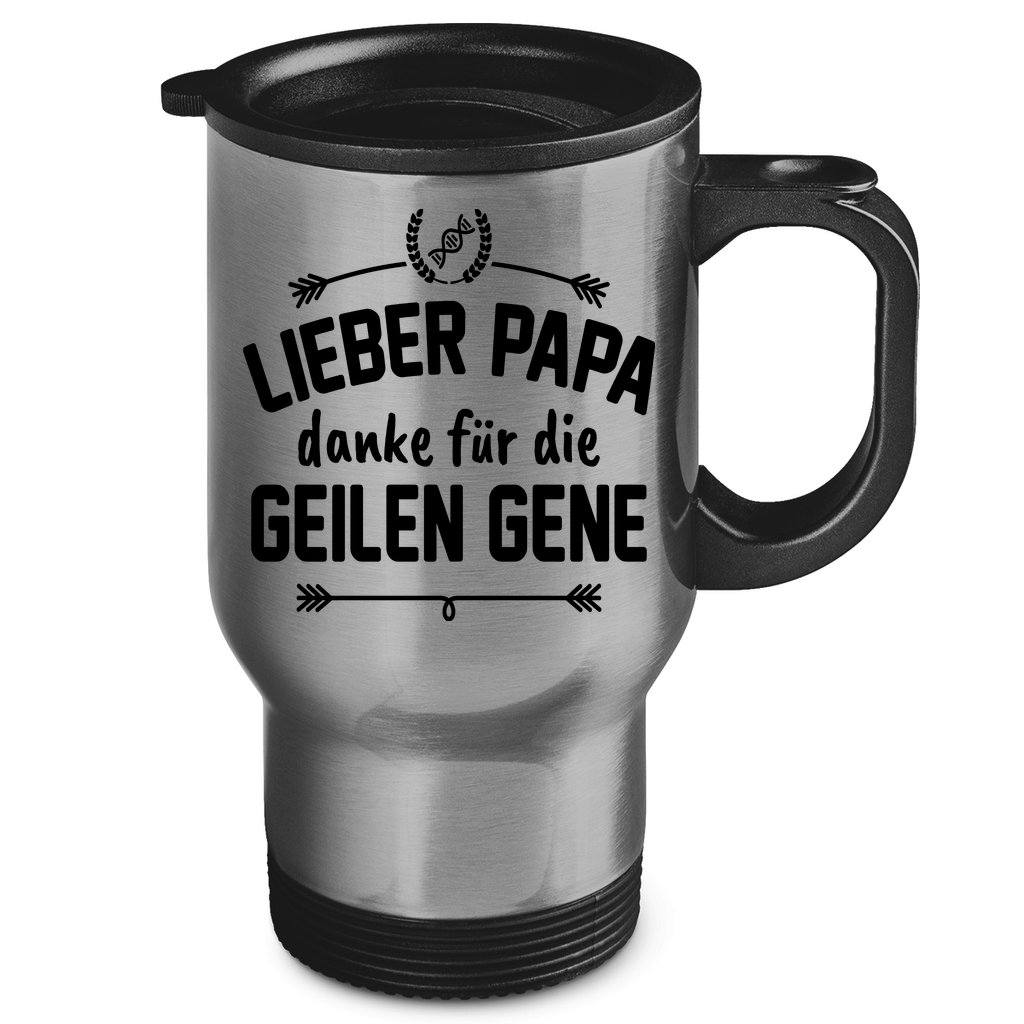 Lieber Papa danke für die geilen Gene - Edelstahl-Thermobecher Silver One size