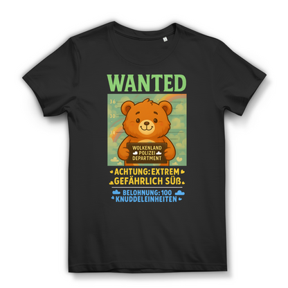 Damen Premium Bio T-Shirt Wanted Glücksbärchi Wolkenland Extrem Gefährlich Süß Black
