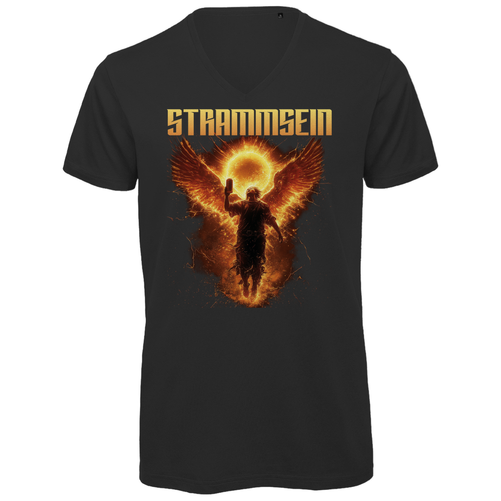 Strammsein Du Ich Wir Bier - Herren Premium Bio V-Neck T-Shirt Black