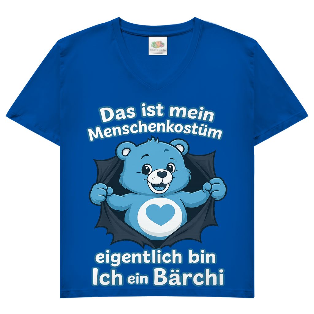 Damen V-Neck T-Shirt Menschenkostüm eigentlich bin ich ein Bärchi Royal Blue