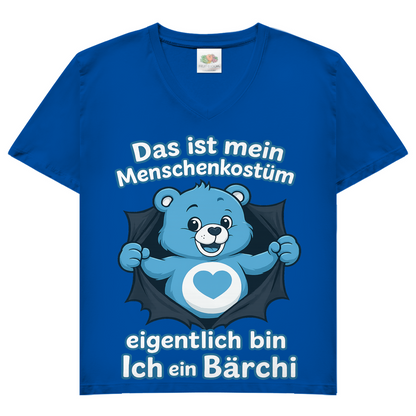 Damen V-Neck T-Shirt Menschenkostüm eigentlich bin ich ein Bärchi Royal Blue