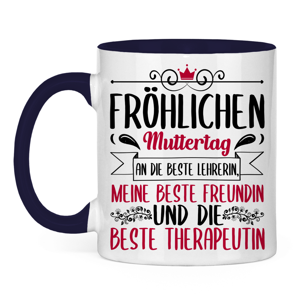 Fröhlichen Muttertag an die beste Mutter - Tasse zweifarbig Navy