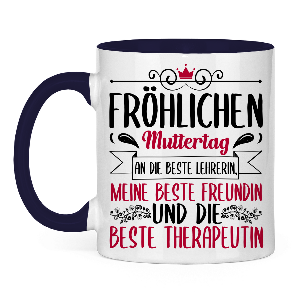 Fröhlichen Muttertag an die beste Mutter - Tasse zweifarbig