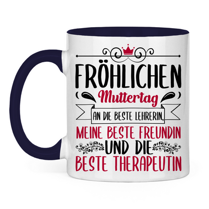 Fröhlichen Muttertag an die beste Mutter - Tasse zweifarbig