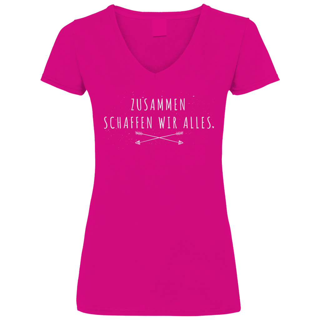 Zusammen schaffen wir alles - V-Neck Damenshirt