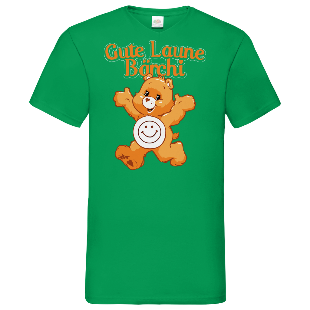 Gute Laune Bärchi - Glücksbärchi - Herren V-Neck Shirt Kelly Green
