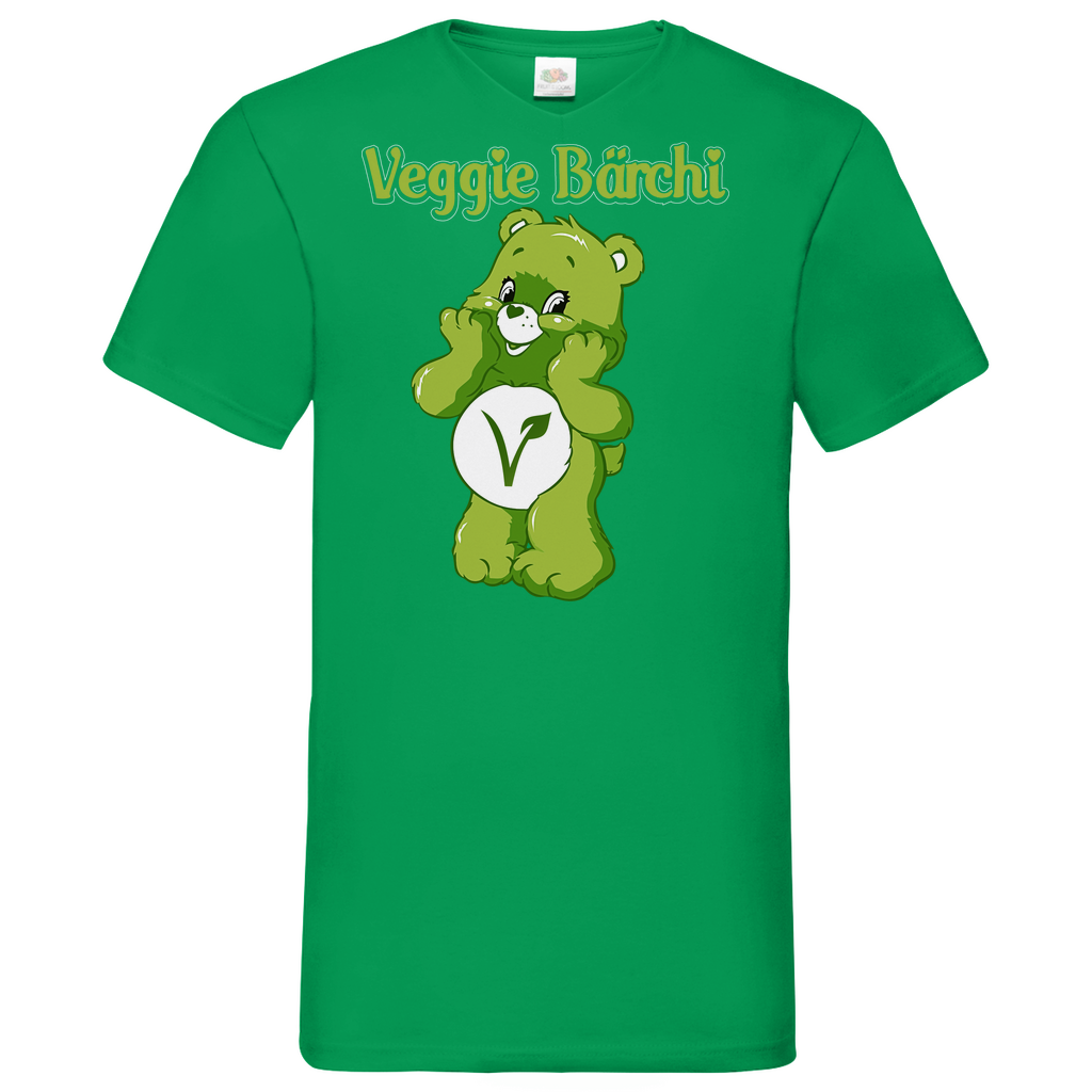 Veggie Bärchi - Glücksbärchi - Herren V-Neck Shirt Kelly Green