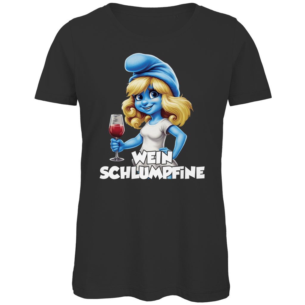 Wein Schlumpfine Grafik - Damen Premium Bio T-Shirt Black