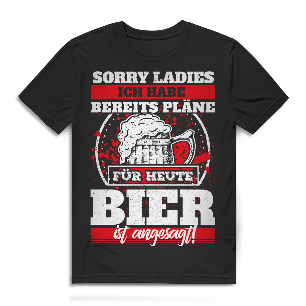 Bier statt Date – Männer Shirt mit Spruch Sorry Ladies Bier ist angesagt Black