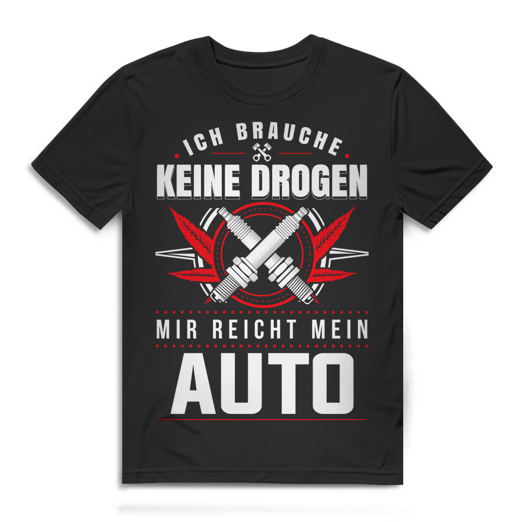 Herren T-Shirt Mir reicht mein Auto Petrolhead Spruch Shirt Bio Baumwolle Black