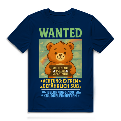 Herren Premium Bio T-Shirt Wanted Glücksbärchi Wolkenland Extrem Gefährlich Süß Navy