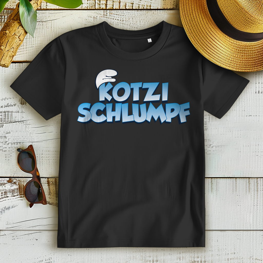 Kotzi Schlumpf Shirt Damen – Freches Partyshirt mit Humor für wilde Nächte Black