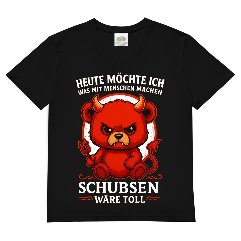 Heute möchte ich was mit Menschen machen Schubsen wäre toll Herren V-Neck T-Shirt Black
