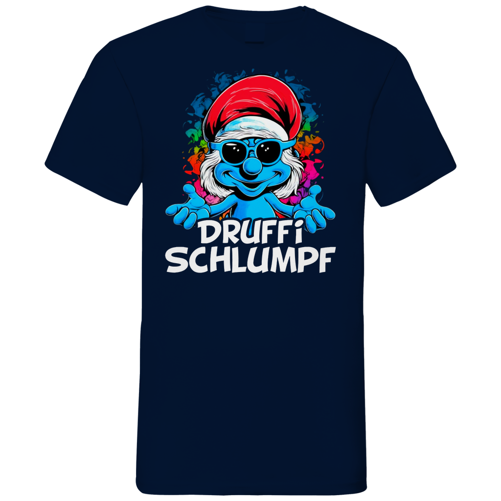Druffi Schlumpf Grafik - Herren V-Neck Shirt Navy