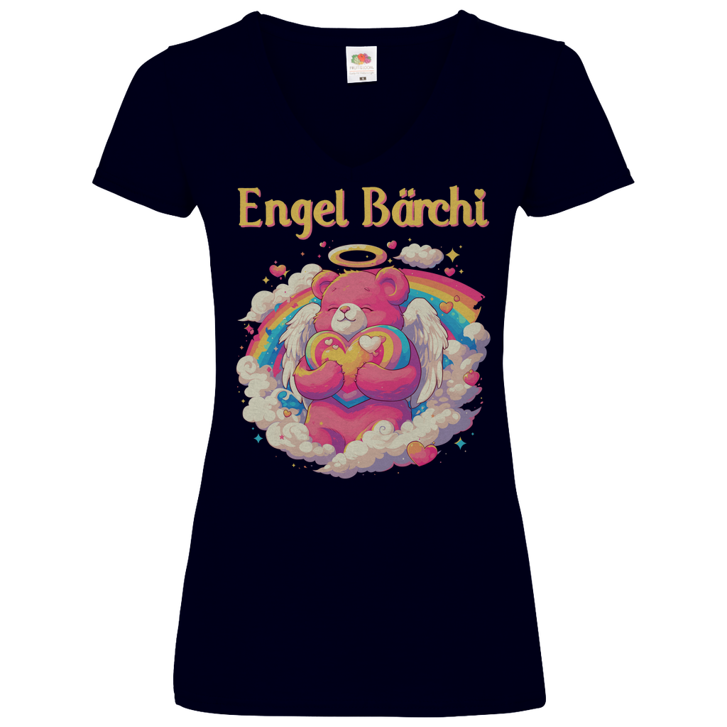 Engel Bärchi - Glücksbärchi - V-Neck Damenshirt Deep Navy