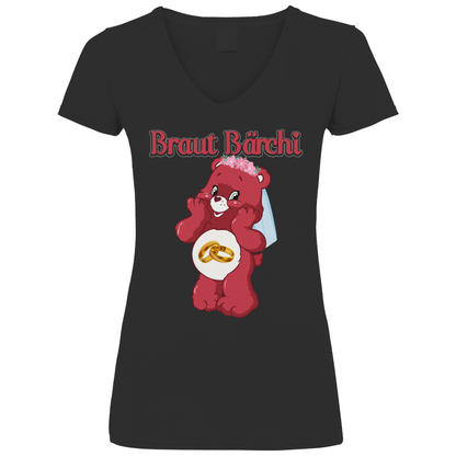 Braut Bärchi - Glücksbärchi - V-Neck Damenshirt Black