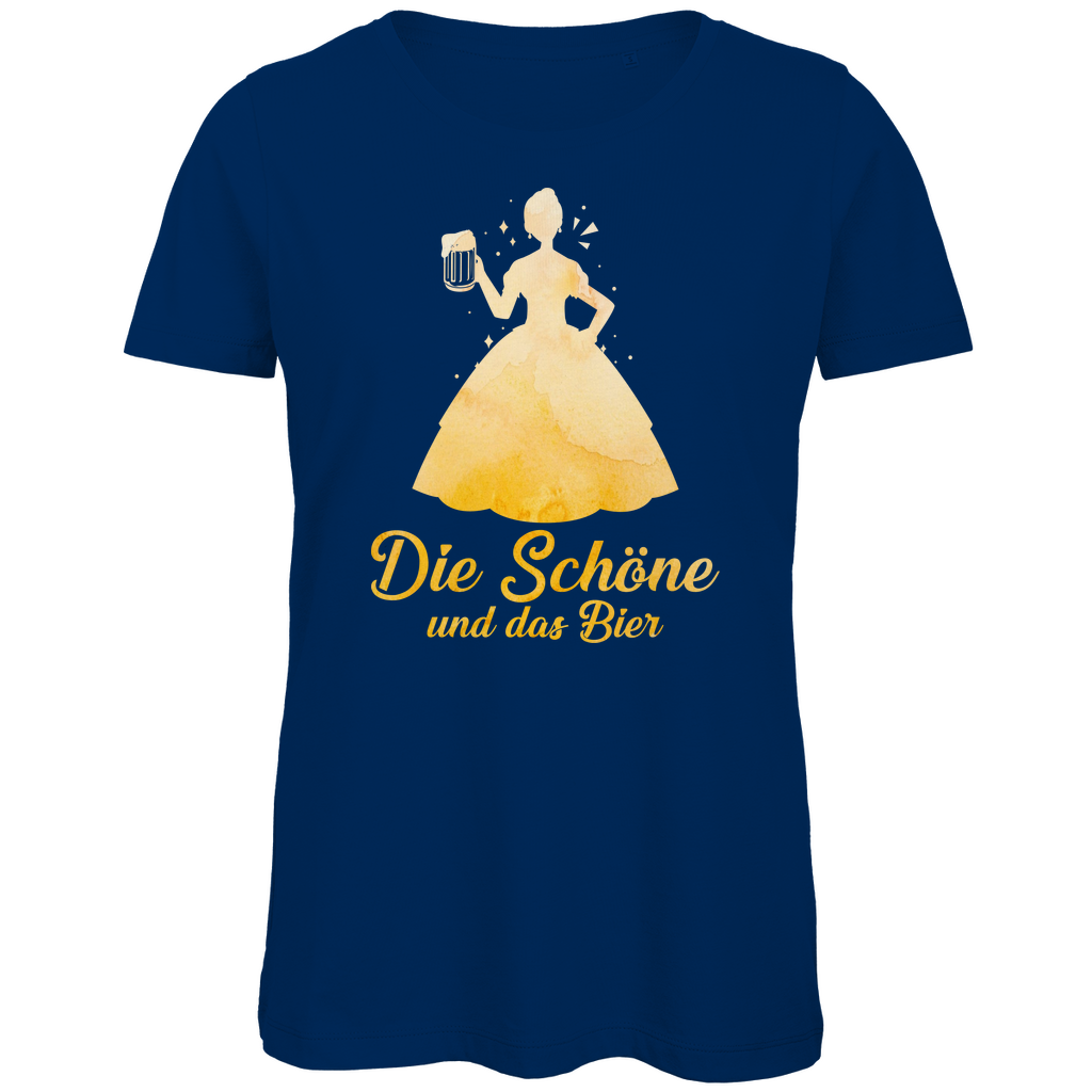 Die schöne und das Bier - Prinzessin Aquarell - Damen Premium Bio T-Shirt Navy