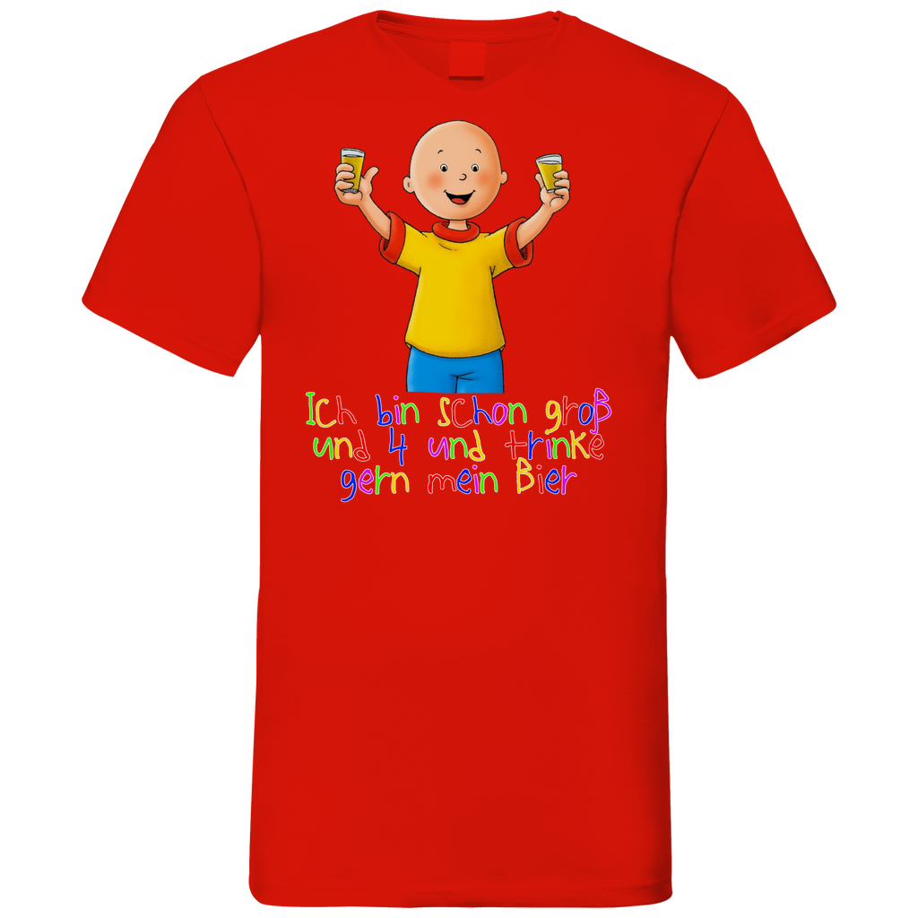 Caillou ich trinke gern mein Bier - Herren V-Neck Shirt Red