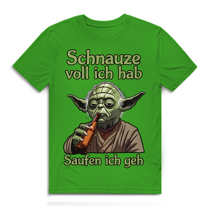 Herren Premium Bio T-Shirt Yoda Schnauze Voll Ich Hab Saufen Ich Geh Real Green