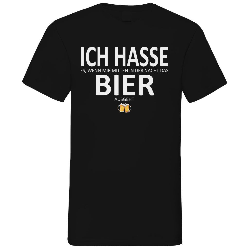 Hasse es wenn mir Bier ausgeht - Herren V-Neck Shirt Black