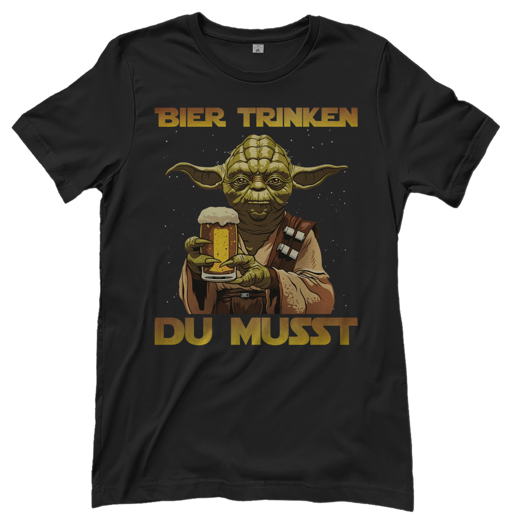 Bier trinken du musst - Yoda Star Wars - Damenshirt Black