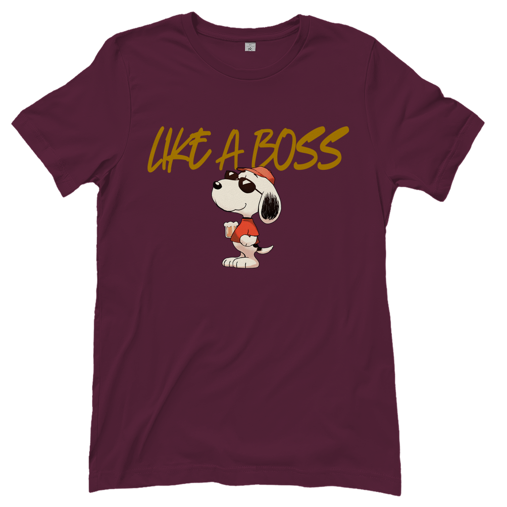 Peanuts Snoopy mit Bier Like a Boss - Damenshirt Burgundy