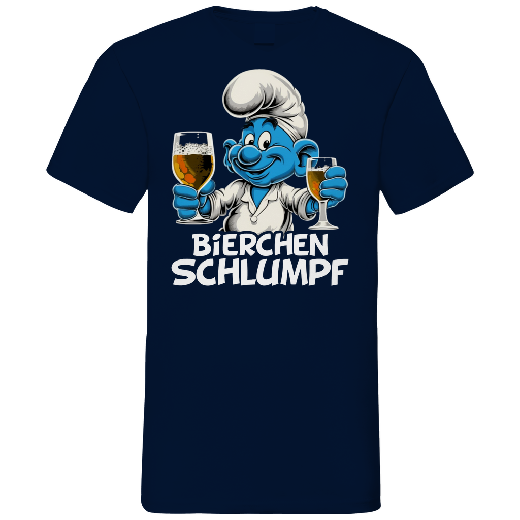 Bierchen Schlumpf Grafik - Herren V-Neck Shirt