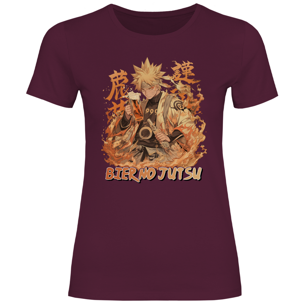 Naruto Bier no Jutsu - Damenshirt Burgundy