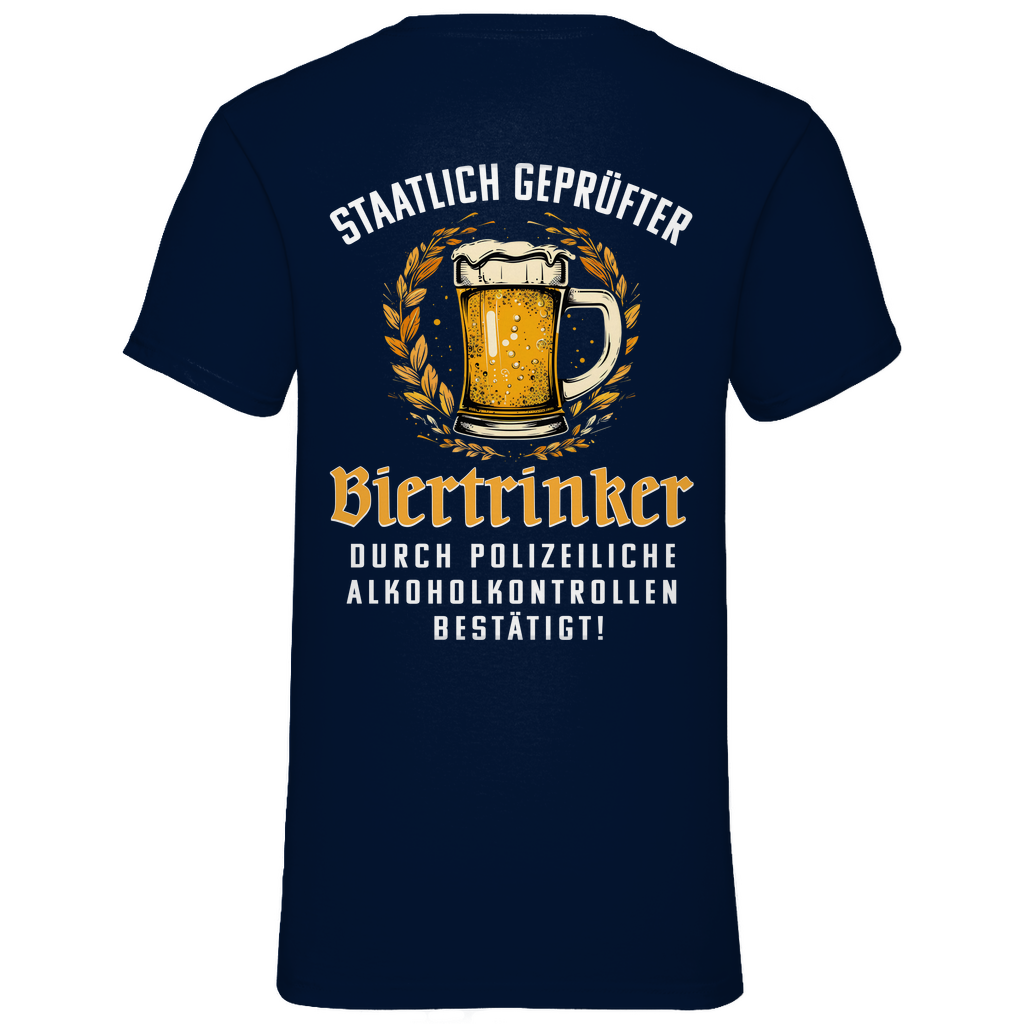 Staatlich geprüfter Biertrinker - Herren V-Neck Shirt Navy