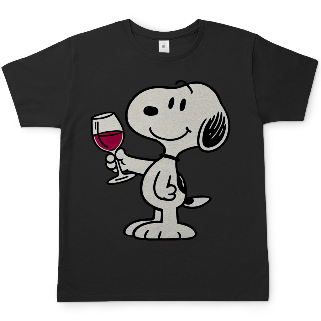 Snoopy mit Wein - Die Peanuts - Herren Shirt Black