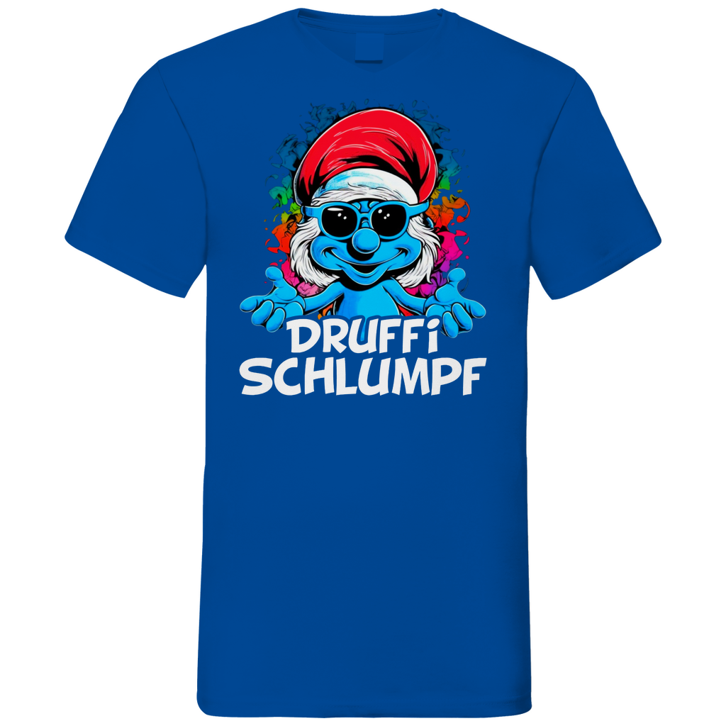 Druffi Schlumpf Grafik - Herren V-Neck Shirt Royal Blue