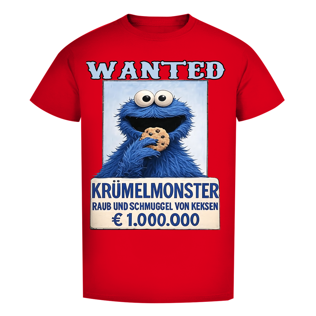 Wanted Krümelmonster Raub und Schmuggel von Keksen - Herren Premium Bio T-Shirt Red