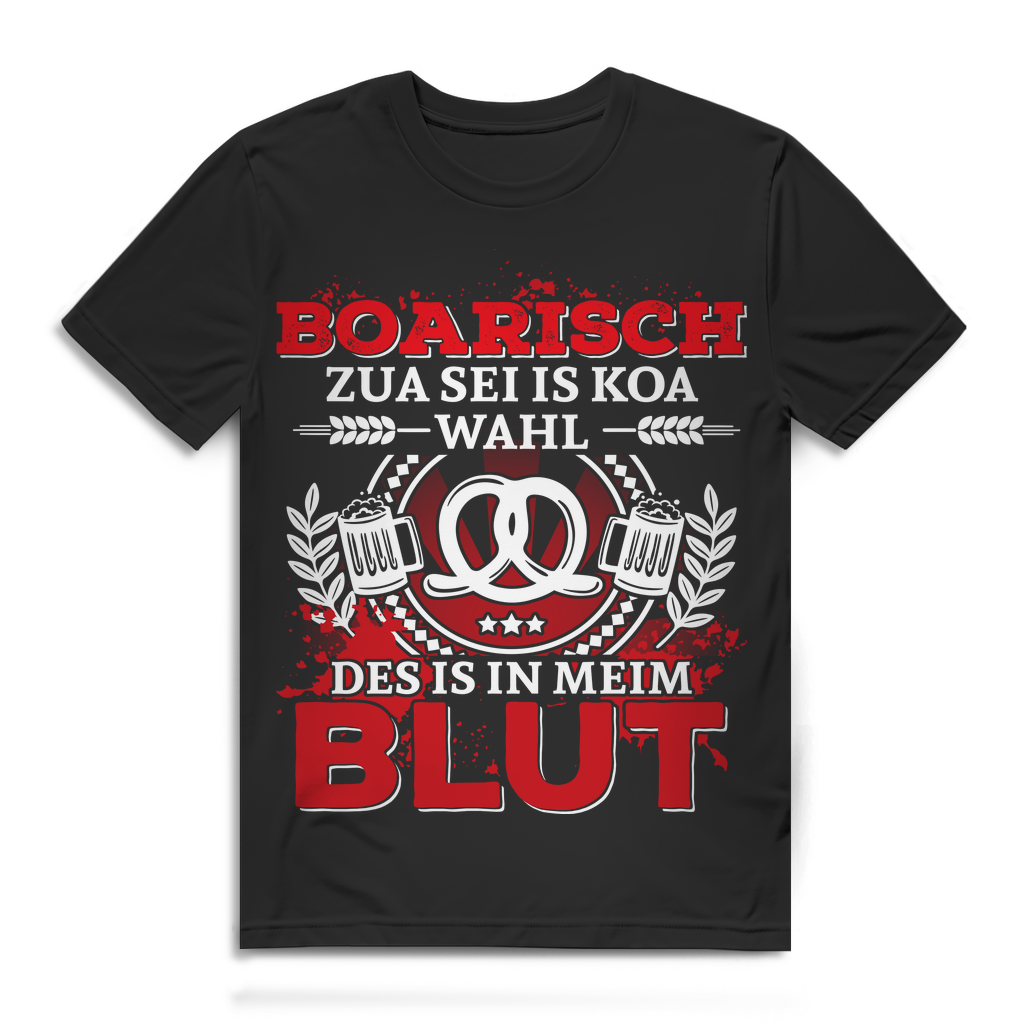 Lustiges Bayern T-Shirt Herren – Boarisch zua sei is koa Wahl – Dialekt Design Black