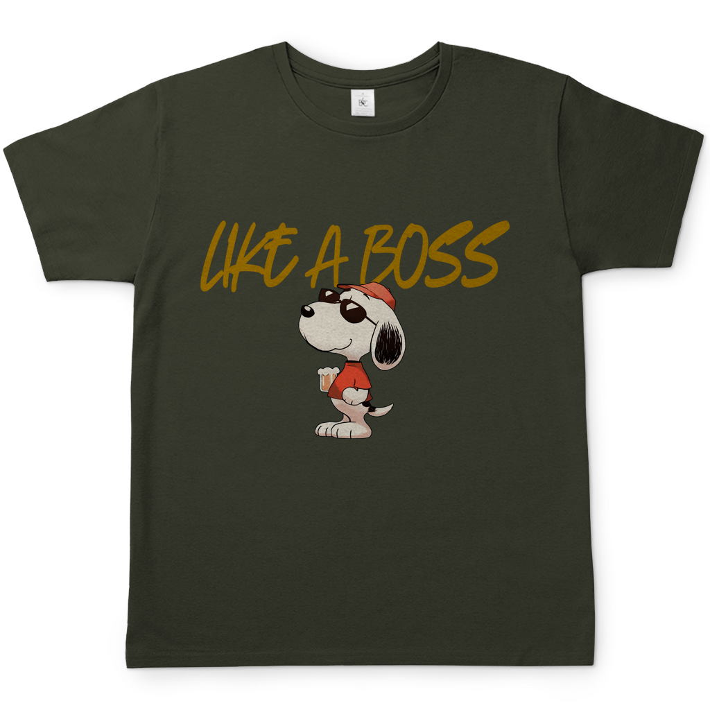 Peanuts Snoopy mit Bier Like a Boss - Herren Shirt Urban Khaki