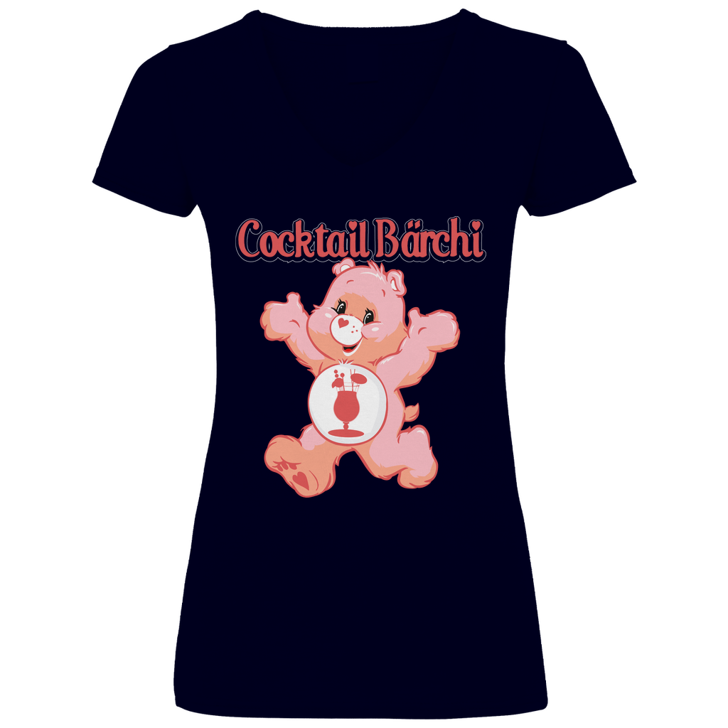 Cocktail Bärchi - Glücksbärchi - V-Neck Damenshirt Deep Navy